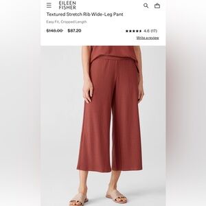 Eileen Fisher Ribbed Wide-Leg Pants in Terracotta